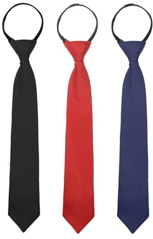 Luckyvestir Cravatta rossa per ragazzi, cravatte rosse per ragazzi, 35,6 cm pre-legata con cerniera nera per bambini per laurea (età 5-12), B: nero, rosso, blu navy, 14 X 2.36