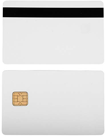 Waizmann.IDeaS® 1x Plastikkarten Magnetkarten Blankokarten Chipkarte SLE 4428 HiCo Magnetstreifen aus PVC weiß 86 x 54 x 0,76mm glänzend laminiert bedruckbar weiß