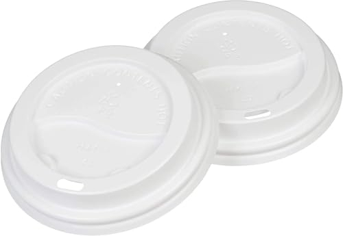 NationwidePaper White 8oz / 80mm Lids for Coffee Cup, Insulated Disposable Coffee Cups for Takeaway Drinks, Leak Proof Triple Walled Ripple Cups - 100 Lids