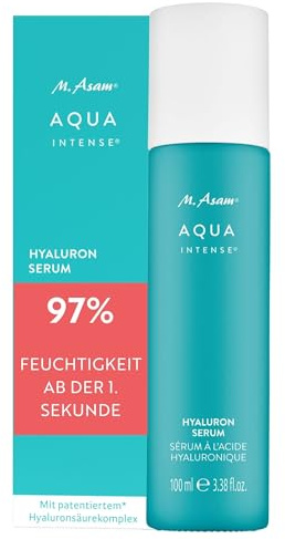 M. Asam AQUA INTENSE Hyaluron Serum (100 ml) – Hochdosiertes Feuchtigkeitsserum mit patentiertem Hyaluronsäurekomplex, Aufpolsternd und reduziert Falten, Parfümfrei, Ideal für sensible Haut