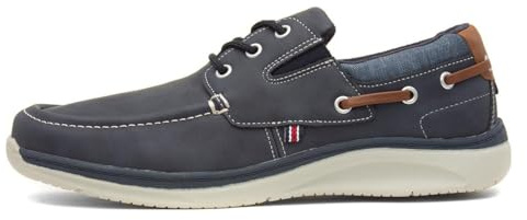 Comfy Steps Harlan Mens Navy Lace Up Boat Shoe - Size 10.5 - Blue