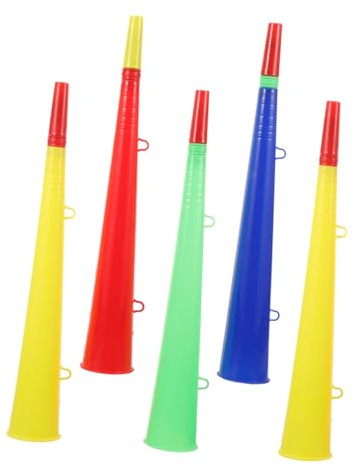 YARNOW 5 Stück Vuvuzela Fanhorn Fußball Tröte, Lautstarke Lärmmacher für Stadion und Party, Bunte Kunststoff Fanfaren für Sportveranstaltungen und Kindergeburtstag, Robustes Horn Set zum Anfeuern