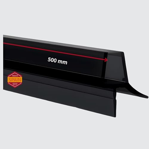 Gedotec Joint de douche NOIR | Joint de fond de douche en verre premium avec lèvre latérale | 500 mm | Épaisseur de verre 6-8 mm | Joint de fond de porte en PVC hydrofuge | Joints de douche pour