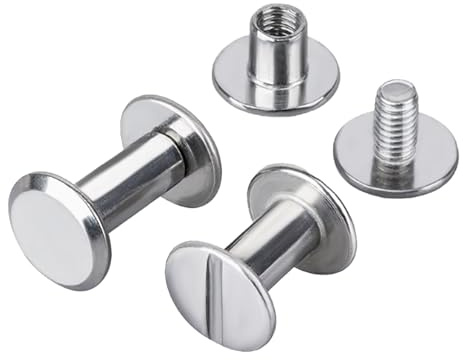 HAISHANG 20 Sets Chicago Screw Posts 15mm, Metal Rivet Binding Screws Chicago Buttons for Bags, Collars, Leather, Luggage, Bookbinding and Belts