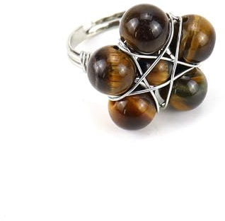 Namzi brun silver lindad pärlring, 1 del, silver lindade pärlringar, elegant design för daglig användning