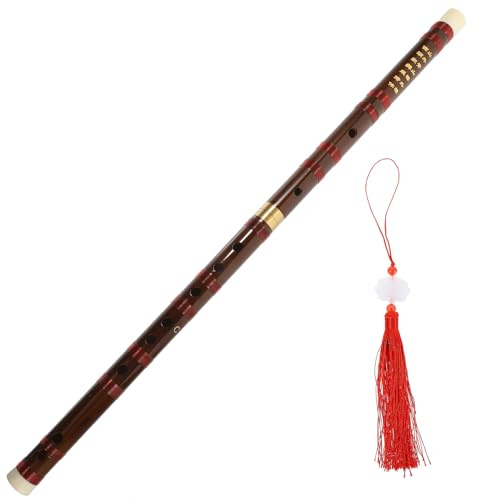 VOSAREA Flauta de Bambú Profesional en C para Estudiantes y Adultos, Instrumento Tradicional Chino Portátil de Estilo Antiguo, Flauta Introductoria Agujeros Pulidos para Práctica