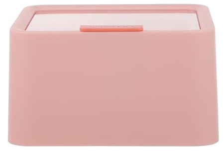 LIFKICH Organizer Cosmetico Doppio Strato in Plastica Rosa Coperchio Antipolvere, Contenitore per Bastoncini Cotonati e Dischetti, per Bagno e Trucco