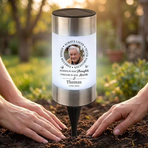 callie Personalised Memorial Photo Solar Garden Lights, Custom Solar Light Outdoor for Cemetery Grave with Name & Year | Remembrance Sympathy Gifts for Loss of Loved