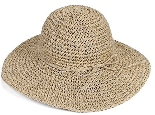HugeStore Floppy Foldable Wide Brim Chic Sun Hat Sun Visor Summer Beach Straw Hat for Women Ladies Beige