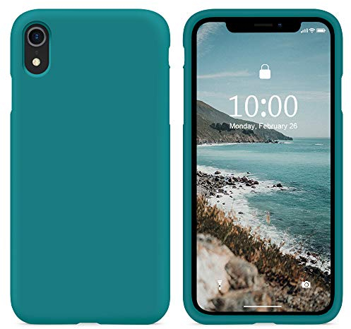 SURPHY iPhone XR Silicone Case, Liquid Silicone Gel Rubber with Soft Microfiber Cloth Lining Cushion Anti-Scratch Shockproof 6.1 inch Phone Case for iPhone XR (2018) iPhoneXR (Teal Blue)