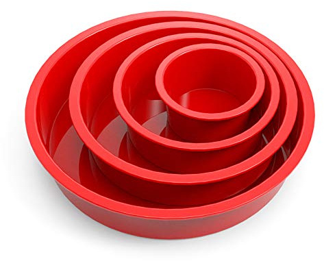 SILIVO 4-Piece Silicone Cake Pans Sets for Baking - Nonstick Silicone Round Cake Molds for Layer Cakes, Cheese Cakes and Chocolate Cakes - 3+5+7+9 inch