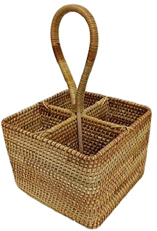 YRHH Panier Porte-Bouteilles Panier en Osier Porte-Bouteilles pour 4 Plats en Osier, Porte-Bouteilles Panier Porte-Bouteilles Panier À Provisions Panier en Osier Panier De Voiture Saule