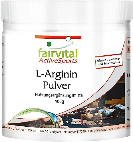 Fairvital | L-Arginin Pulver 400g - 100% pures L-Arginin HCL ohne Zusatzstoffe - 100% vegan - Aminosäure