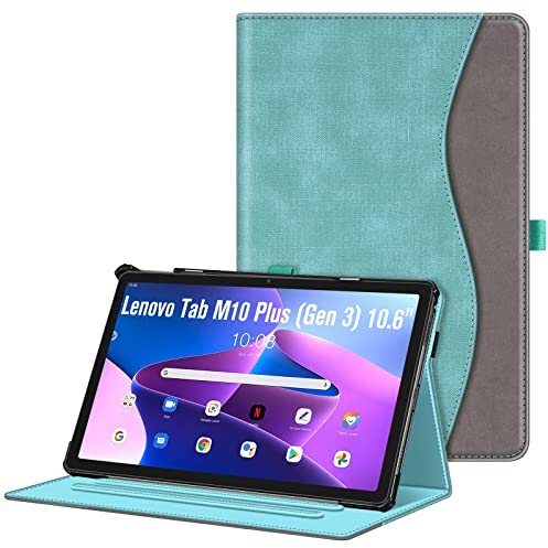 Fintie Hülle für Lenovo Tab M10 Plus Tablet 10,6 TB125/TB128 2022, Multi-Winkel Betrachtung Schutzhülle mit Auto Schlaf/Wach Dokumentschlitze, Nicht für Lenovo Tab M10 3rd Gen 10.1 Zoll, Türkis