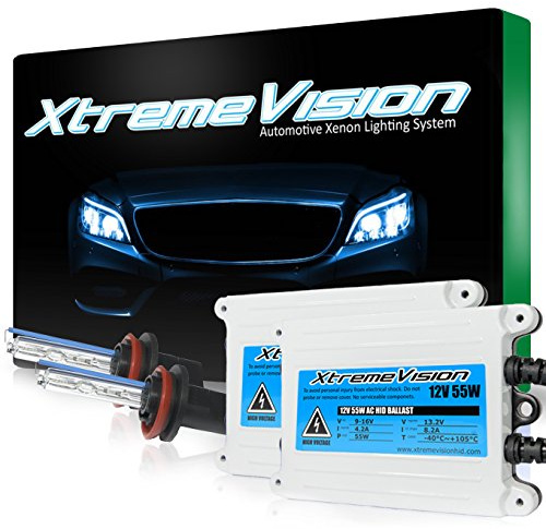 XtremeVision H11 10K 55W AC Xenon Bundle - Xenon Headlight Bulb with Slim AC Ballast - H8, H9, H11B, 10000K Dark Blue - Xenon Bulbs - 1 Pair