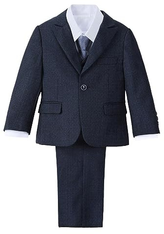 Lito Angels Smoking Blu Navy Completo Elegante per Bambino, Set 5 Pezzi (Giacca, Gilet, Camicia, Cravatta e Pantaloni) Taglia 3-4 Anni (Etichetta in Tessuto 04)