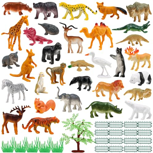 DOITEM Animals Spielzeug, Wild Jungle Zoo Tier, Mini Tierfiguren Set, 54PCS, Geschenke für Kinder Jungen Mädchen 3 4 5 6 Jahre Alt
