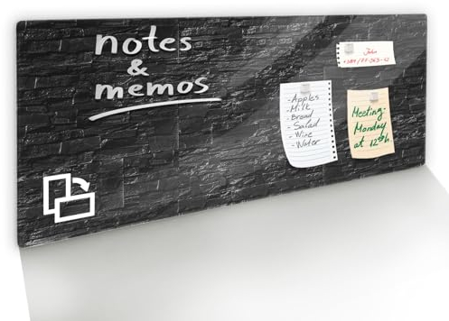Floordirekt Glasboard Präsentationsboard - Whiteboard - Magnettafel - Magnetboard lackiert oder Glas - magnetisch & beschreibbar - Schreibtafel Magnetwand Wandtafel (Schwarz 20 x 60 cm)