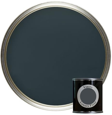 Vintro Paint | Luxury Matt Emulsion | Paint Tester Pot | Smooth Chalky Finish | Multi Surface Paint | for Walls, Ceilings, Wood and Metal | 125ml (Dark Grey - Lowry Grey)