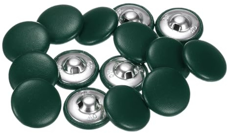 HARFINGTON 15pcs 40L Leather Covered Button 25mm Metal Shank Round Sewing Buttons for Bridal Suits Dress Blouses Sewing Craft, Dark Green