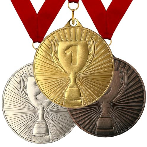 Larius Gewinner Medaillen 3er-Set – Metallmedaillen für Sport & Wettbewerbe, Zahlenmedaillen 1 2 3 Platz