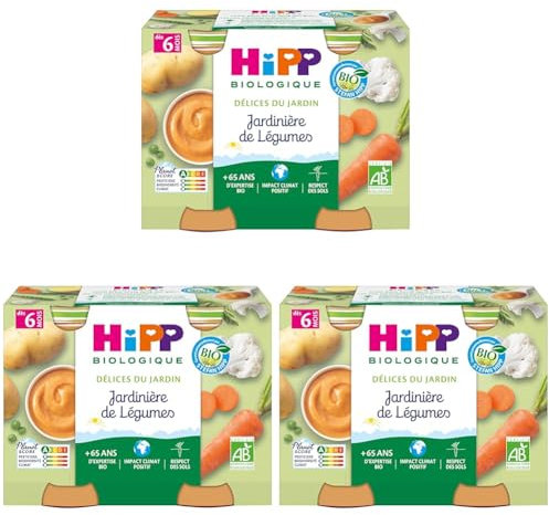 Hipp Biologique Jardinière de Légumes Dès 6 Mois 2 Pots de 190 g (Lot de 3)