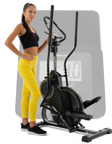 Hop-Sport Cross Stepper für zuhause HS-450B Dynamic - 2-in-1 Crosstrainer und Stepper mit Trainingscomputer - innovatives Trainingsgerät verbindet das Stepper- und Crosstrainer-Training (Schwarz Gold)