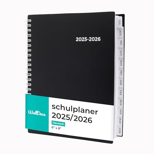 WallDeca Schulplaner 2025 2026, Schülerkalender, Wochenplaner, Hausaufgabenheft, | Kalender 2025 2026 Juli 2025–Juni 2026 Terminplaner, Notizen, Doppeldraht, 20 x 15 cm Planner, auf Deutsch