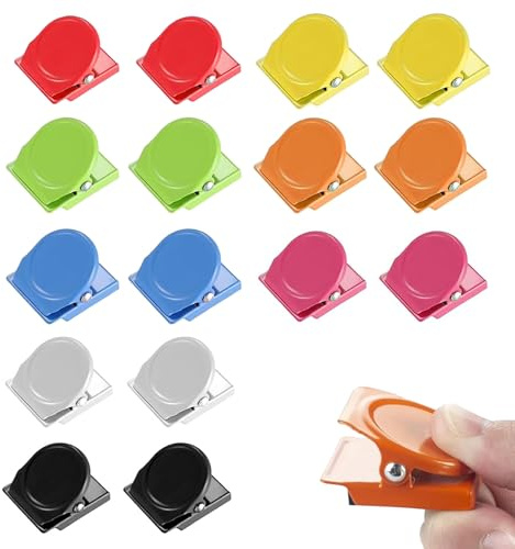 Magnetklämma, 16 stycken magnetiska klämmor av metall, magneter med klämma, metallmagnetiska klämmor, kylskåpsmagneter, för kylskåp, målning, kontor, kök