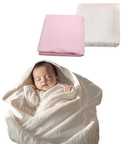 Okdance Baby badhanddukar nyfödd 2 st, bambufiber baby tvättlappar muslin filt 120 x 120 cm, mjuk småbarn dusch bad duk för sömn förskola barnkammare
