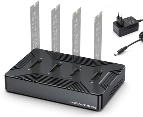 M.2 NVME SATA SSD Docking Station, USB 3.2 Gen 2 10Gbps M2 SSD Docking station per M-Key B+M Key, 4 dischi rigidi Bay per 2230 2242 2260 2280 SSD, adattatore per dischi rigidi in alluminio