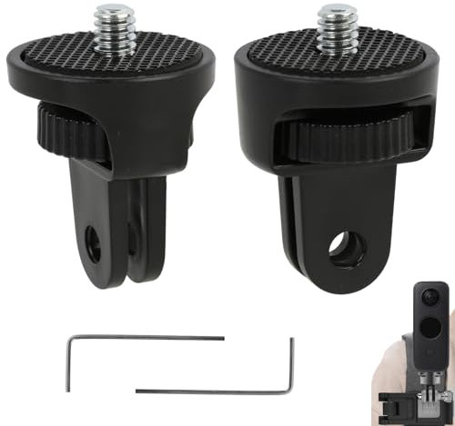 Lot de 2 adaptateurs de trépied avec réglage à 360 °, adaptateur 1/4, support de caméra, adaptateur fileté pour appareil photo, avec 2 clés à molette, pour Gopro, Sjcam et autres caméras d'action