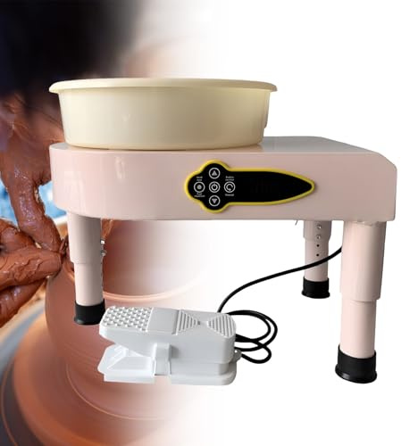 SXXZYAZJ Mini Pottery Wheel,300RPM Pottery Wheel for Kids,Adjustable Speed Electric Pottery Wheel with 25CM/9.8IN Plate and Clay Tools(Pink B)