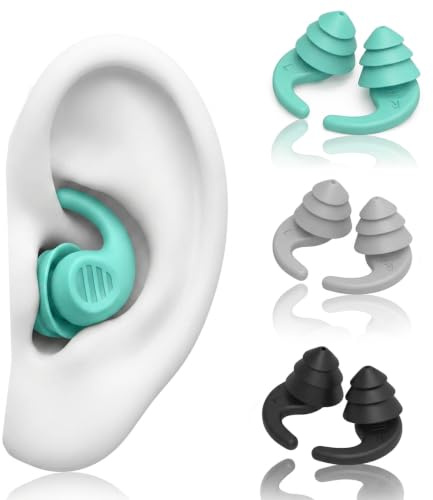 3 Pairs Swimming Ear Plugs Adults for Surfing, Diving, Pool, Showering | Waterproof Soft Silicone Ear Plugs Swimming Prevent Ear Infections