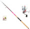 Jenzi Set Tele Lady-Stick Spin Pink 20-50g 2,40 Meter Angelrute + Rolle Cindy FX2500 + gratis Köder und Petri Heil! Aufkleber