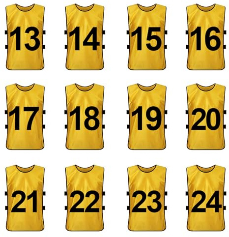 TOPTIE Set di 12 Gilet da Allenamento Numerato Vuoto (#1-12, 13-24), Pinny di Calcio, Maglia da Basket da Uomo