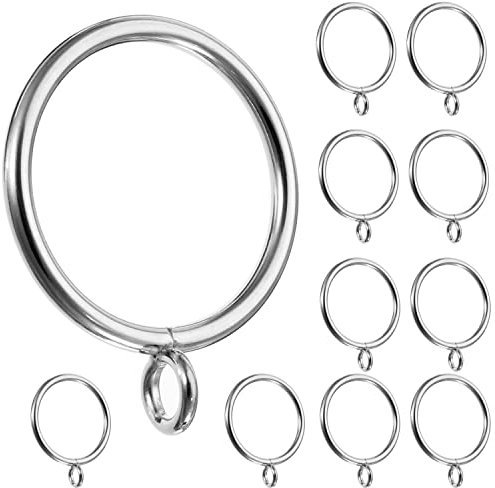ASelected 50 Pack 38mm Curtain Hanging Rings Metal Curtain Drapery Pole Hooks fit Rods up to 35mm diameter (Sliver)