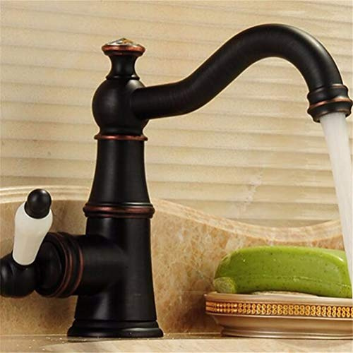 BKWZA Robinet De Lavabo Antique En Laiton Massif Avec Robinet De Salle De Bain En Diamant Robinet De Lavabo À Une Poignée Robinet Mitigeur Thermostatique Pour Eau Chaude Et Froide