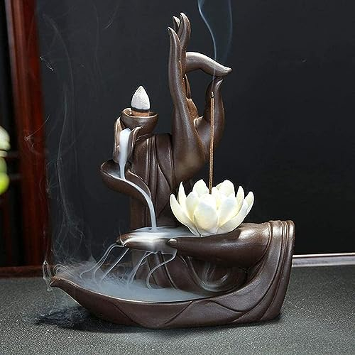 Lotus Rückfluss Räucherstäbchenhalter Wasserfall , Keramik-Wasserfall-Räucherkegel mit 10 Aromatherapie-Ornamenten für Zuhause, Dekoration, Geschenk Stil 1