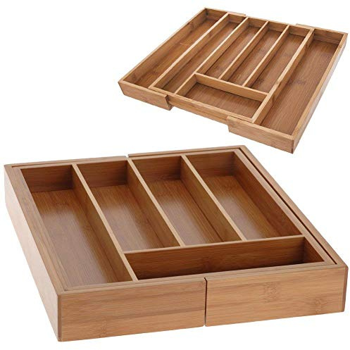 Orion Group Tiroir à couverts en bois extensible jusqu'à 26–40 x 35,5 x 5 cm – Range-couverts en bambou
