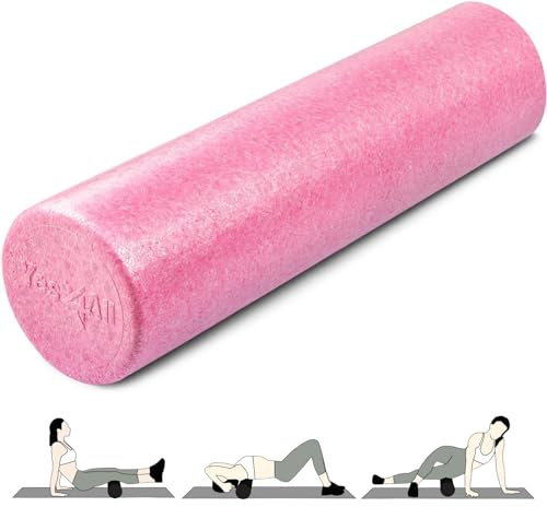 Yes4All Rouleau en mousse ronde en EPP haute densité pour le dos, rouleau de massage pour yoga, pilates et étirements - 30, 45, 60, 90 cm
