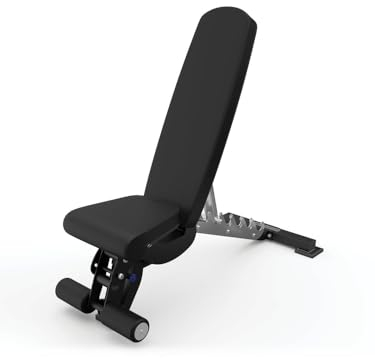 ATLETICA B6-Decline Hantelbank | Studio Qualität | 43 kg schwer | Negativ verstellbar | Beinablage | Edelstahl Verstellmechanismus | 7 cm dicke Polster Material Mesh