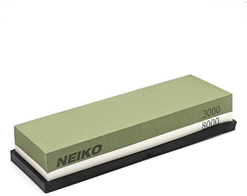 NEIKO 54003A Schleifstein, Messerschärfstein, Körnung 3000 & 8000, grob, 2 Seiten Schärfer Stein, Wasser Schärfstein Set, Schere, Klinge, Küchenmesserschärfer Stein, Nassstein Schärfset