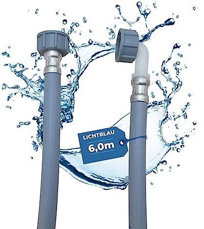 LICHTBLAU Tuyau d'arrivée d'eau Lave-linge Lave-vaisselle 2964 Raccordement longueur 6,0m I 3/4 coudé/droit avec joint I Tuyau d'arrivée d'eau usage universel Indépendant du fabricant