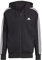 adidas Herren Essentials French Terry 3-Stripes Full-Zip Hoodie, Black/White, XS