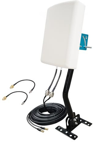 5G/ 4G/ LTE/ 2x2 MIMO Antennas Outdoor Directional Panel Antenna for Routers with Detachable Antenna, Support Verizon AT&T Sprint T-Mobile Home Internet, with TS9 SMA Cable J-Mount Pole (Full Kit)