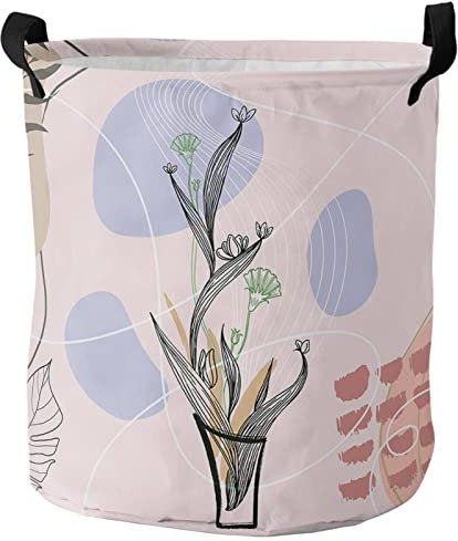 Cestos Para La Colada Hoja De Flor Rosa Boho Planta Tropical Cesto Para Ropa Sucia Práctica Cesto Para Lavandería Grande Cesto Para La Colada Para Ropa Sucia Sala Juguetes,40X50Cm
