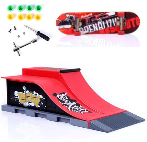 zalati Juego de rampas para monopatín de dedos, mini kit de diapasón con herramientas para todas las edades, juegos de práctica de dedos, rampas
