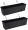 Tymar Blumenkasten Balkon mit Halterung, Balkonkasten, 2 Stück, Rattan, Pflanzkasten aus Kunststoff((2pack) Anthrazit, 40cm)