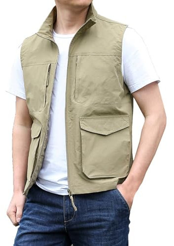 VaiKanhai Herren Outdoor Weste Sommer Männer Anglerweste Casual Leicht Weste Wander Angler Camping Safari Weste Ärmellos vielen praktischen Taschen Freizeitweste Camping Weste
